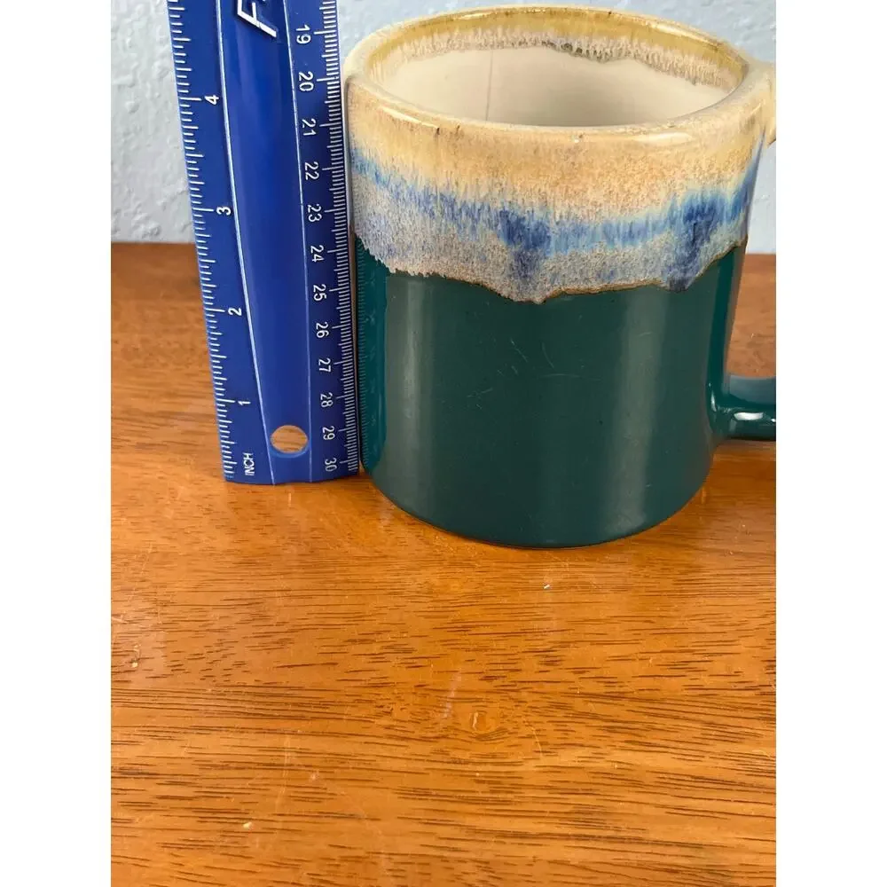Padilla Art Pottery Coffee Mug Signed Oversized Green Drip Glaze Flaw Pen Cup